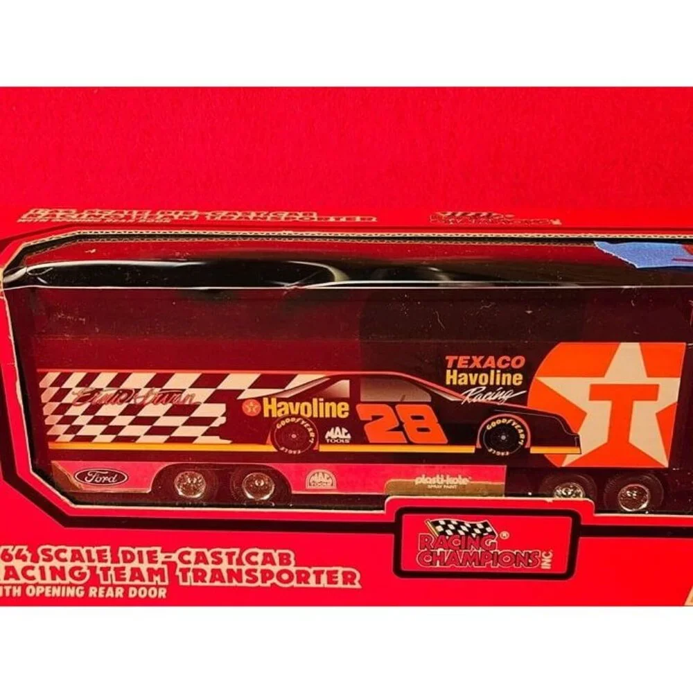 ERNIE IRVAN NASCAR TRANSPORTER BUNDLE w/MATCHING STOCKCAR & PLAYER CARD - NIB 56